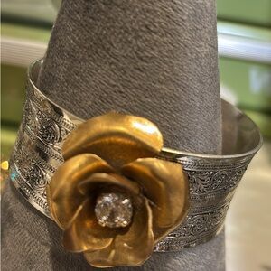 Elegant Gold and Silver Floral Bracelet